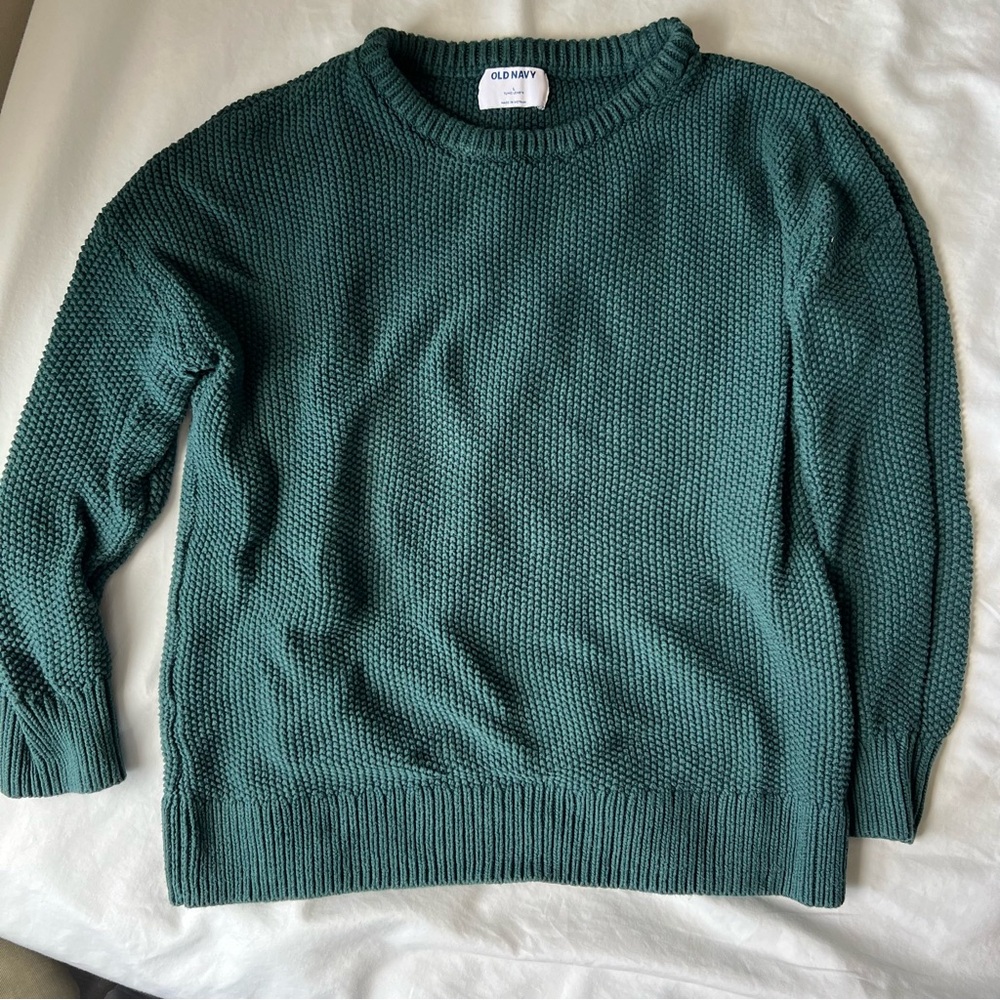 100% Cotton Dark Green Crewneck Sweater